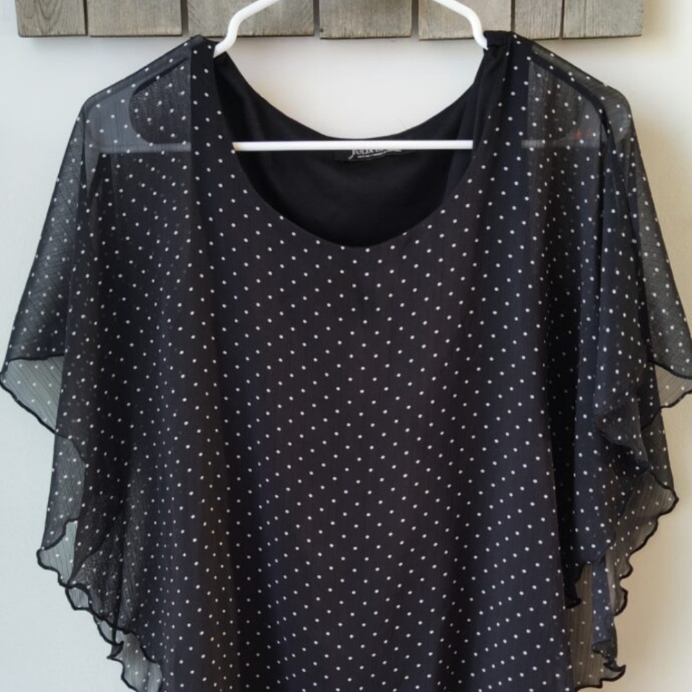 Elegant Black Polka Dot Women's Top